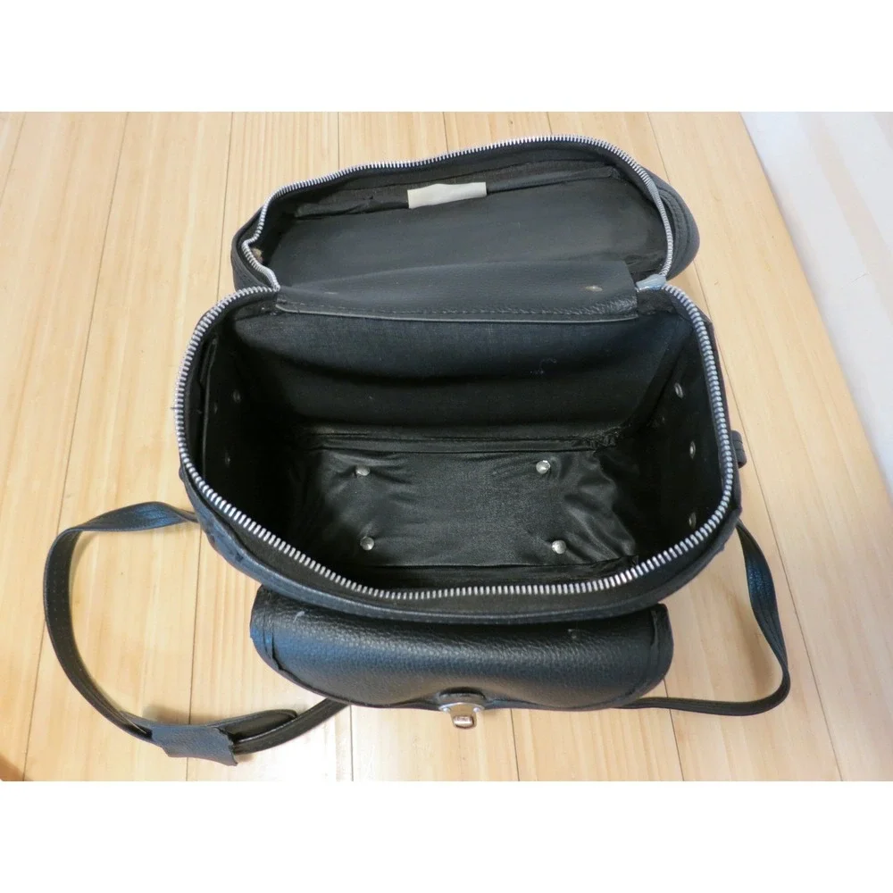 Vintage Kane-M Brand Black Zippered Bag Case With Strap 9x8x6 in. Made in Korea‎